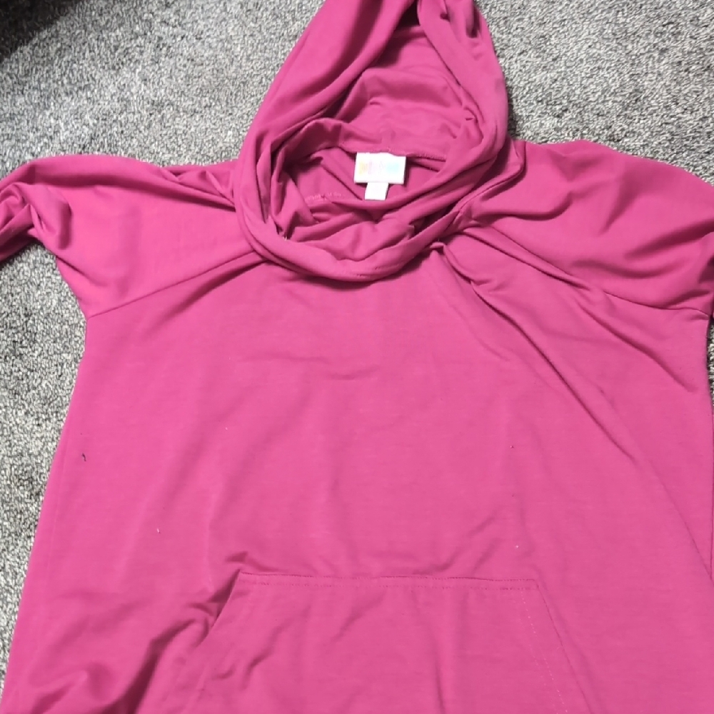 LuLaRoe Pink Hooded Short Sleeve Sweatshirt
